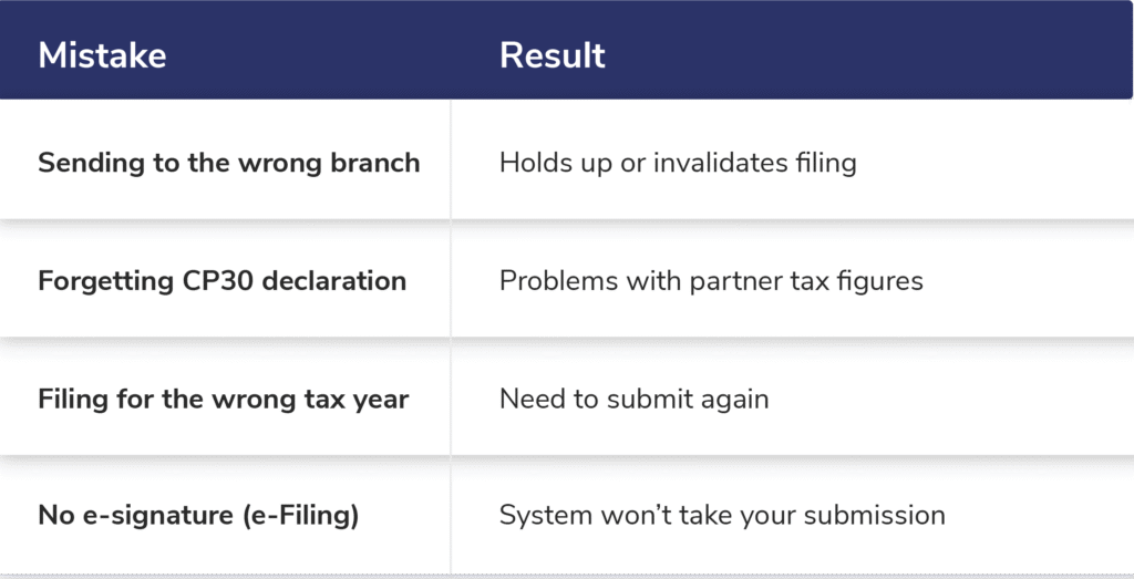 big mistakes in form e submission